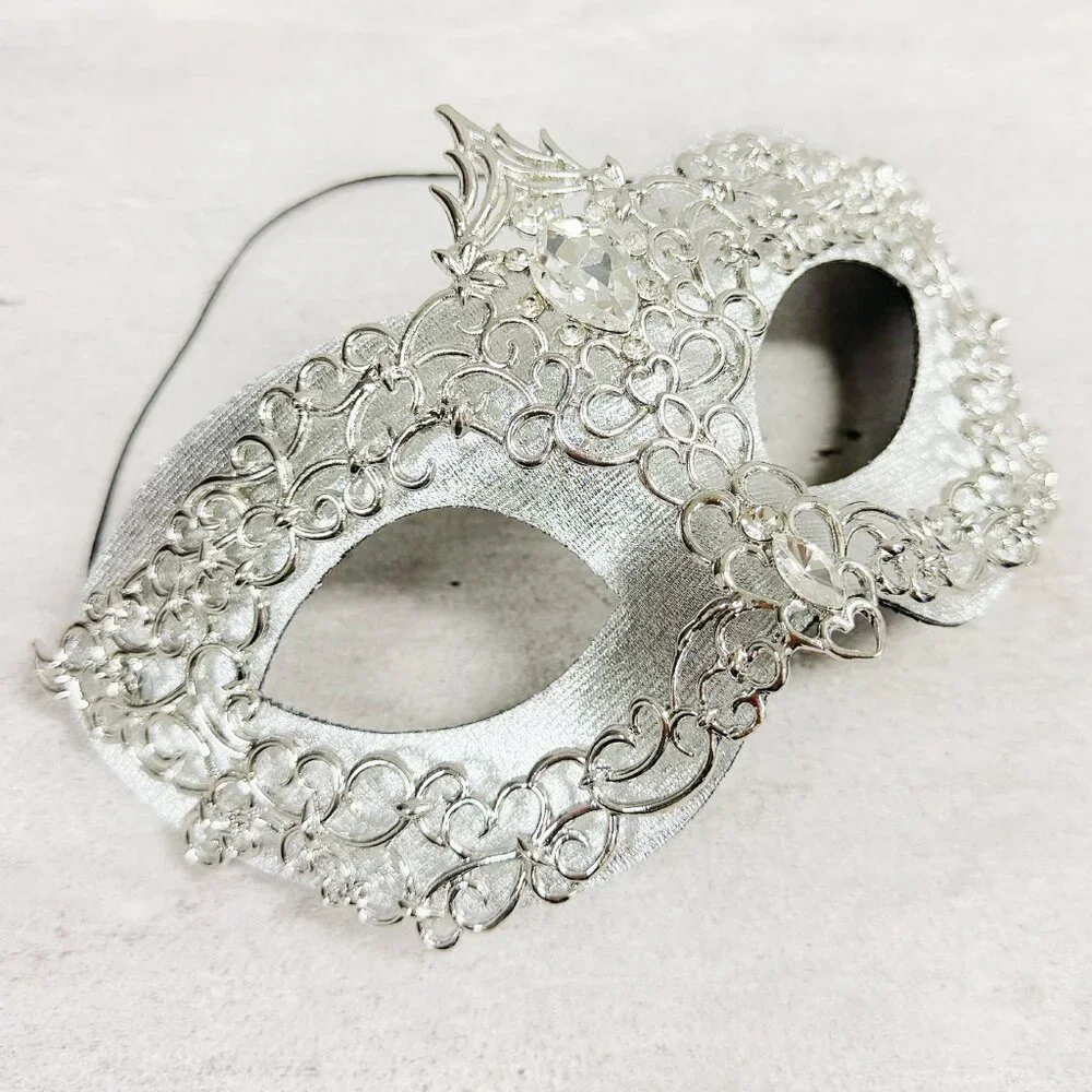 2 in 1 silver mask, Masquerade party wedding, silver masquerade mask, Party mask